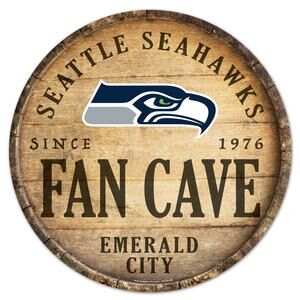NFL Seahawks Barrel Sign 14" Fan Cave Brown Retro Seattle Wall Football New Logo